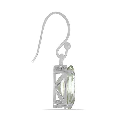 BUY STERLING SILVER NATURAL GREEN AMETHYST GEMSTONE BIG STONE EARRINGS